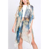 DIONA J WATERCOLOR MIX PRINT KIMONO CARDIGAN COLOR BLUE