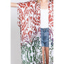 DIONA J DAMASK PRINT OPEN FRONT LONG KIMONO ONE SIZE COLOR RED