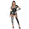 Sexy Skeleton 3 Pc Halloween Front Zip Skeleton Romper Costume Set Size XS