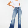 Kancan High Rise Wide Waistband Flare Jeans