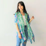 DIONA J IMPRESSIONIST ABSTRACT PRINT KIMONO ONE SIZE COLOR GREEN