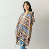 DIONA J WESTERN BOHO PRINT KIMONO WITH TASSELS CARDIGAN ONE SIZE COLOR BEIGE