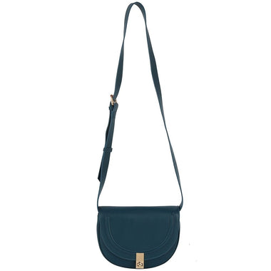 DIONA J LEATHER ADJUSTABLE STRAP SMOOTH CHIC CROSSBODY BAG COLOR BLUE