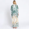 DIONA J DAMASK PRINT OPEN FRONT LONG KIMONO ONE SIZE COLOR GREEN