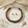 Black and Gold Twisted Cord Necklace Set