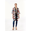 DIONA J TROPICAL PRINT HALF SLEEVE KIMONO COVER UP KIMONO ONE SIZE COLOR TEAL