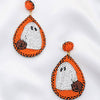 Halloween Ghost Teardrop Seed Bead Dangle Earring