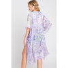 DIONA J WATERCOLOR GEOMETRIC PRINT KIMONO CARDIGAN ONE SIZE COLOR PURPLE