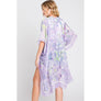 DIONA J WATERCOLOR GEOMETRIC PRINT KIMONO CARDIGAN ONE SIZE COLOR PURPLE