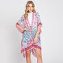 DIONA J ABSTRACT PAISLEY PRINT KIMONO CARDIGAN ONE SIZE COLOR PINK