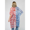 DIONA J AMERICAN FLAG PRINT KIMONO CARDIGAN ONE SIZE COLOR BLUE AND RED