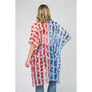 DIONA J AMERICAN FLAG PRINT KIMONO CARDIGAN ONE SIZE COLOR BLUE AND RED