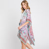 DIONA J ABSTRACT PAISLEY PRINT KIMONO CARDIGAN ONE SIZE COLOR GREEN