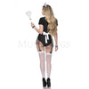 Naughty French Maid 6 Pc Zip Front Contrast Lace Teddy Holloween Costume Sz XS