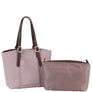 DIONA J 2IN1 LEATHER SMOOTH HANDLE SATCHEL W ZIPPER BAG SET COLOR LAVENDER