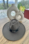 Structured wide brim Fedora with Embellishment