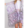 DIONA J PAISLEY FLOWER PRINT KIMONO CARDIGAN ONE SIZE COLOR PURPLE