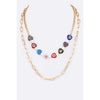 DIONA J COLOR HEART STRING LAYER NECKLACE GOLD/MULTI