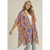 DIONA J TRIBAL PATTERN KIMONO CARDIGAN COVER UP ONE SIZE COLOR LEMON GREEN