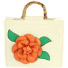 Diona J Women's Fashion Flower Wooden Top Handle Bag Orange