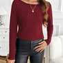Lace Detail Butterfly Back Round Neck Long Sleeve T-Shirt