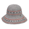 CC PAPER STRAW HAND CROCHET CLOTHE IN THIN STRIPE PATTERNS BUCKET HAT BROWN