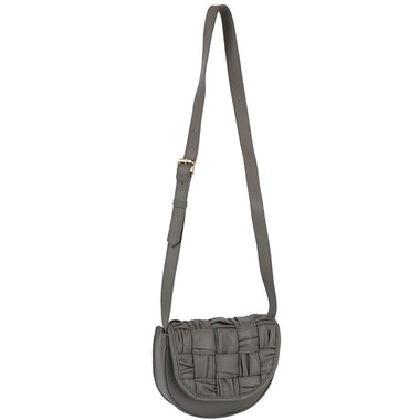 DIONA J QUILT PLEATED ROUNDED DESIGN SHOULDER CROSSBODY BAG COLOR GREY