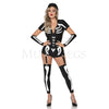 Sexy Skeleton 3 Pc Halloween Front Zip Skeleton Romper Costume Set Size XS