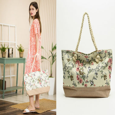 DIONA J FLORAL TUCKER TOTE BAG