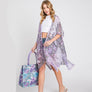 DIONA J PAISLEY FLOWER PRINT KIMONO CARDIGAN ONE SIZE COLOR PURPLE