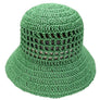 DIONA J SOLID STRAW BUCKET HAT ONE SIZE COLOR GREEN