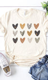 Boho Hearts Earthy Colors Graphic Tee