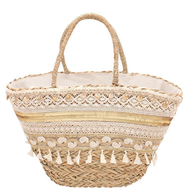 DIONA J FASHION DESIGN STRAW TOTE BAG COLOR BROWN