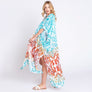 DIONA J DAMASK PRINT OPEN FRONT LONG KIMONO ONE SIZE COLOR BLUE
