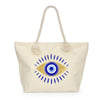 Diona J Evil Eye Shopping Beach Shoulder Tote Bag Ivory