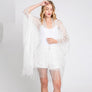 DIONA J FLORAL LACE KIMONO WITH TASSEL ONE SIZE COLOR WHITE