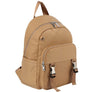 DIONA J FASHION NYLON TEXTURED BUCKLE ZIPPER BACKPACK COLOR TAN