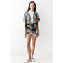DIONA J MESH TASSEL TROPICAL PRINT SHORT KIMONO ONE SIZE COLOR WHITE
