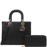 DIONA J 2IN1 OVAL PRINT FASHION HANDLE SATCHEL W WALLET SET COLOR BLACK