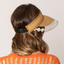 DIONA J STRAW SUN VISOR WITH LACE ONE SIZE COLOR CAMEL BROWN