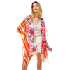 DIONA J TIE DYE FASHIONABLE KIMONO COVER UP CARDIGAN ONE SIZE COLOR RED