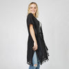 DIONA J PEARL DECO TRIM KIMONO W/DRAW STRIN ONE SIZE COLOR BLACK