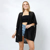 DIONA J TEXTURED JERSEY RELAXED FIT KIMONO ONE SIZE COLOR BLACK