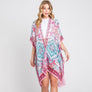 DIONA J ABSTRACT PAISLEY PRINT KIMONO CARDIGAN ONE SIZE COLOR PINK