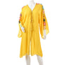 DIONA J SHOULDER THREAD FLOWER KIMONO COVER UP ONE SIZE COLOR MUSTARD