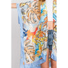 DIONA J HAND DRAWN WATERCOLOR TROPICAL LEAVES KIMONO ONE SIZE COLOR BLUE