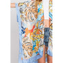 DIONA J HAND DRAWN WATERCOLOR TROPICAL LEAVES KIMONO ONE SIZE COLOR BLUE