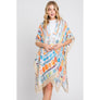 DIONA J WATERCOLOR BOHO GEOMETRIC PRINT KIMONO ONE SIZE COLOR BEIGE