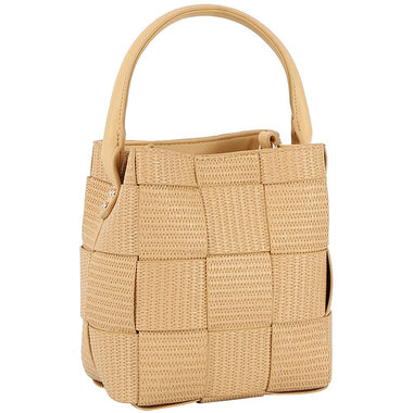 DIONA J WOMEN'S SQUARED QUILT PATTERN TOP HANDLE CROSSBODY BAG COLOR TAUPE