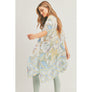DIONA J FLORAL PRINT KIMONO CARDIAGN ONE SIZE COLOR BLUE